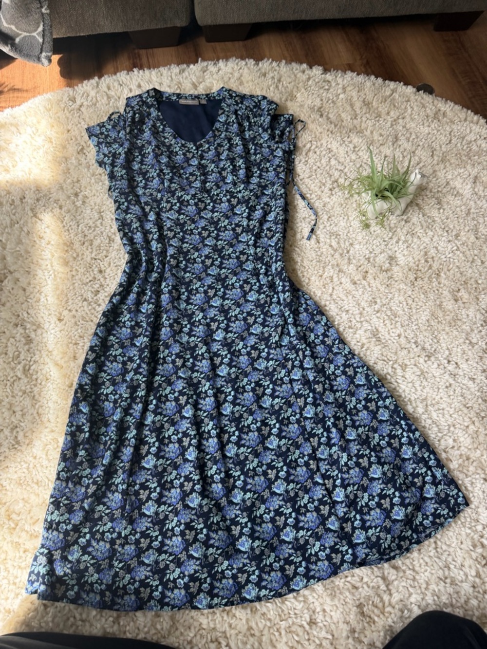 croft & barrow long sophisticated women’s spring Blue Floral Midi Dress - Picture 2 of 6
